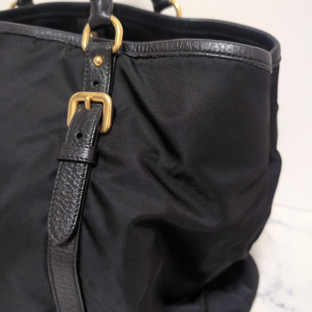3色展開】PRADA◇レザー ミディアム トートバッグ ロゴ付 話題