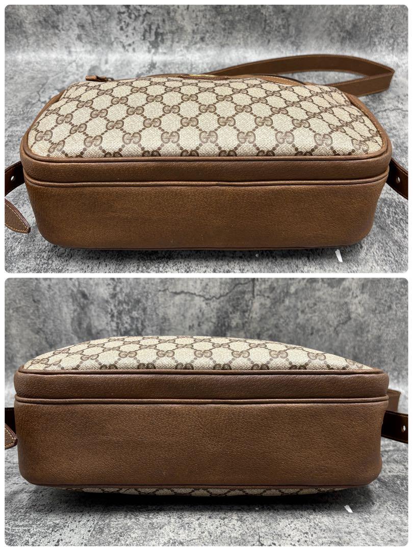 ✨美品✨GUCCI GG ショルダーバッグ レザー PVC ロゴ 金具 ブラウン