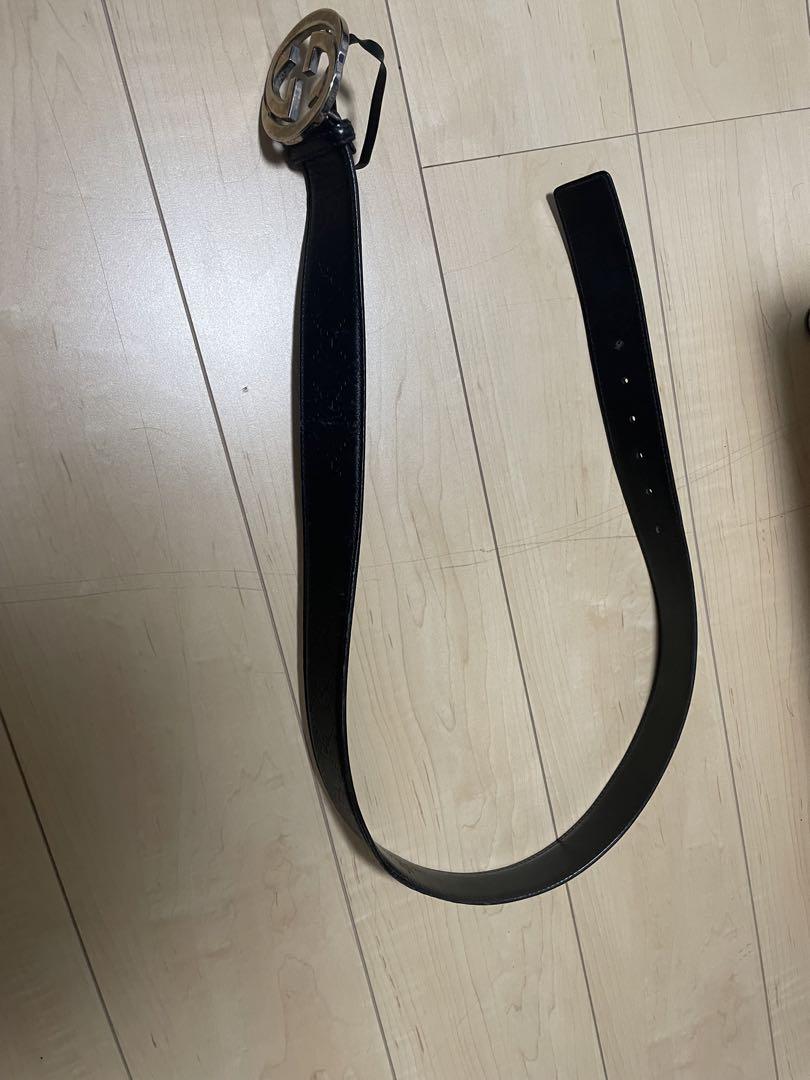 Gucci ブラックレザー GGロゴベルト