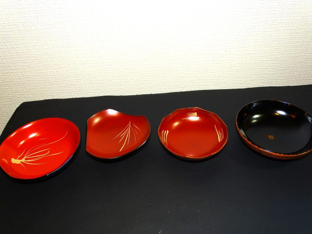 輪島塗　大向高州堂　小皿　4個　未使用品　漆器