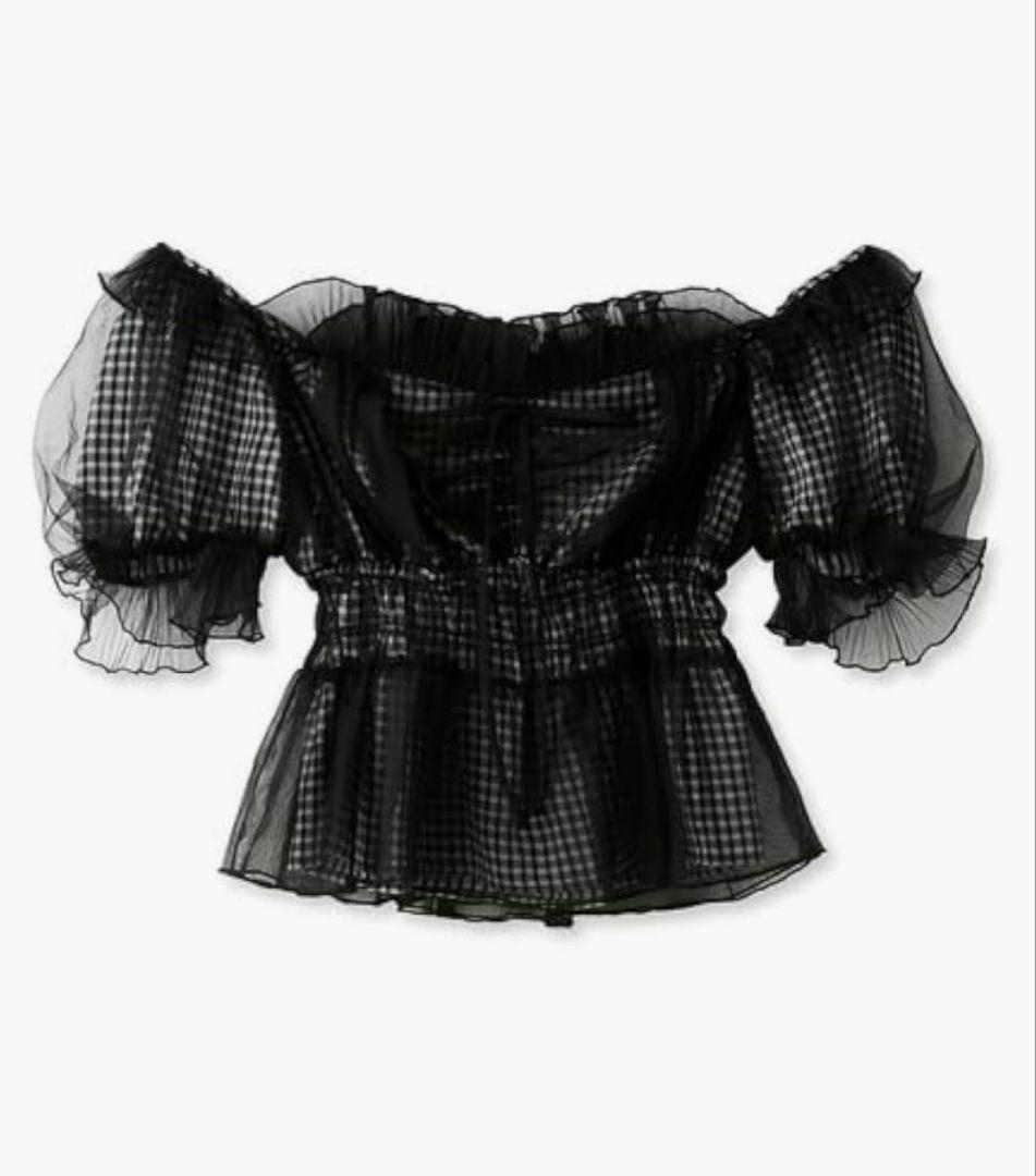 SNIDEL ギャザーフリルオフショルトップスギンガムチェック 5,415円