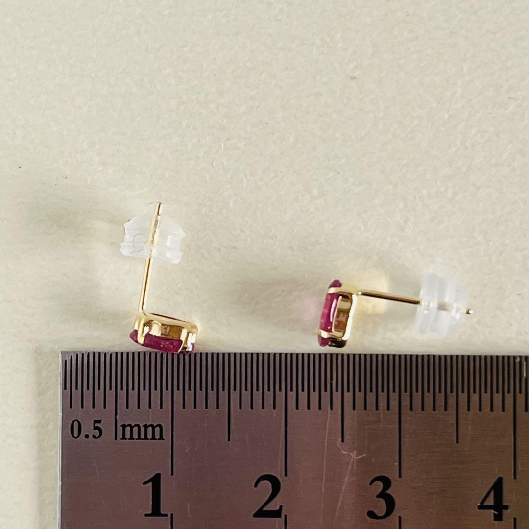 K18 天然石ルビー　オーバル　ピアス　18金イエローゴールドruby oval i9beti.org
