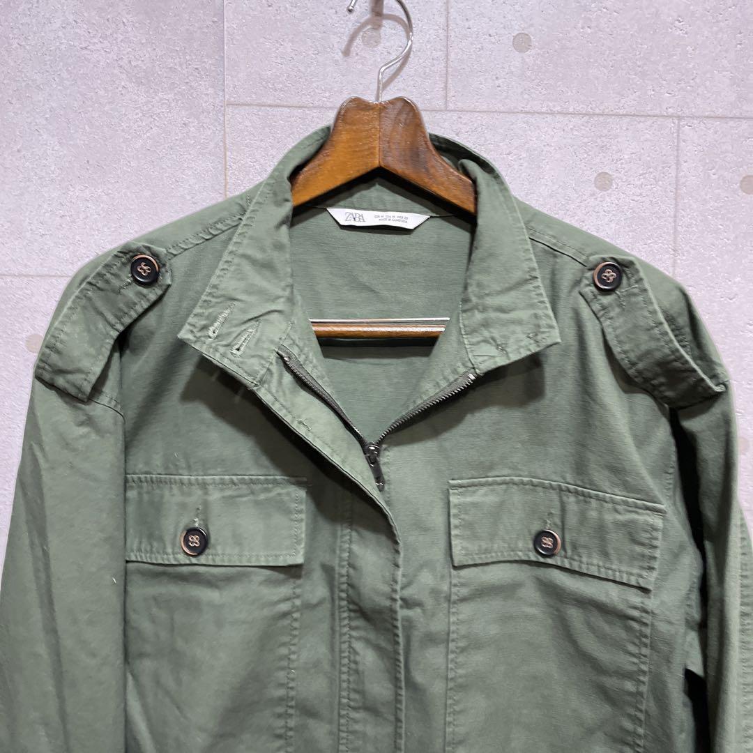 ZARA ミリタリージャケット　XL ザラ ZARA - 新品ZARAワックスコーティングミリタリージャケットLZW