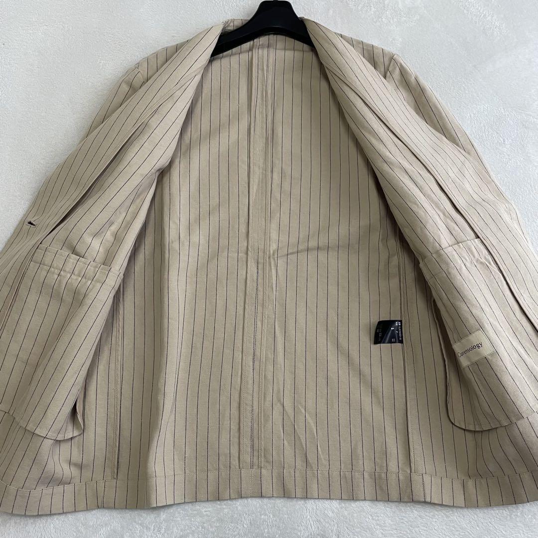 現行 美品 カレンソロジー リネン混 ノーカラージャケット オーバーシルエット