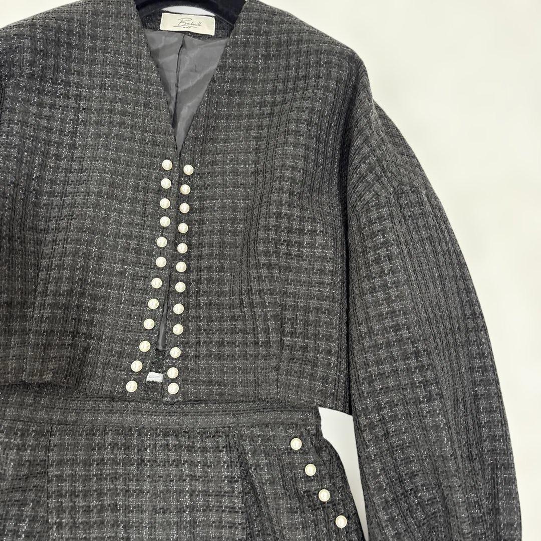 BONLECILL noir パールツイードジャケット＆タイトスカート　黒