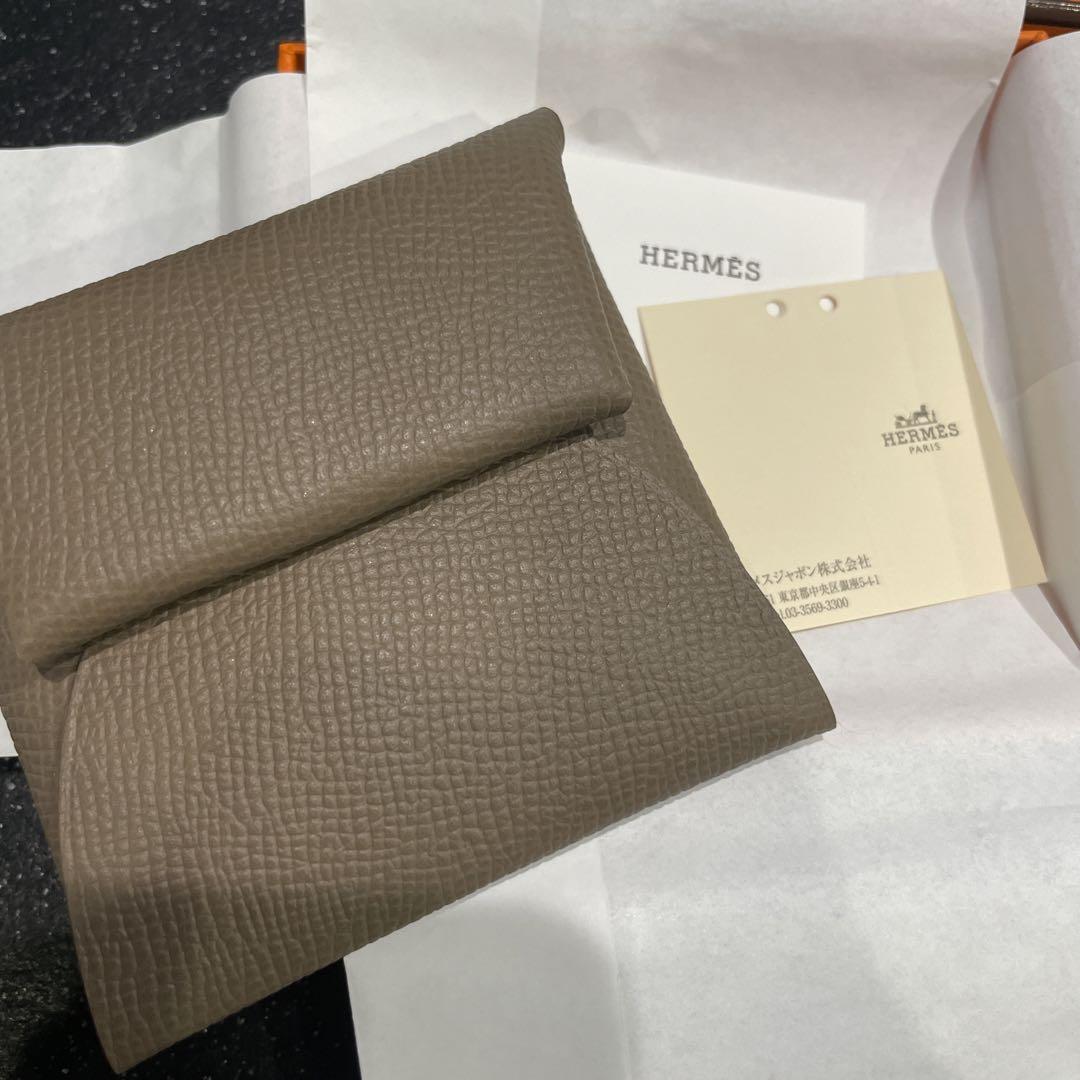新品  W刻印 エルメス バスティア コインケース エトゥープ 箱付き