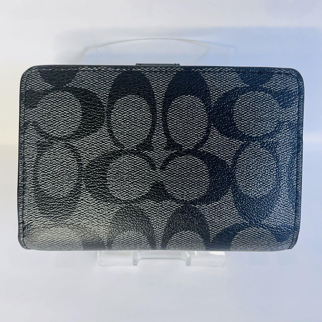 新品・未使用】COACHコーチ 二つ折り財布シグネチャーブラック
