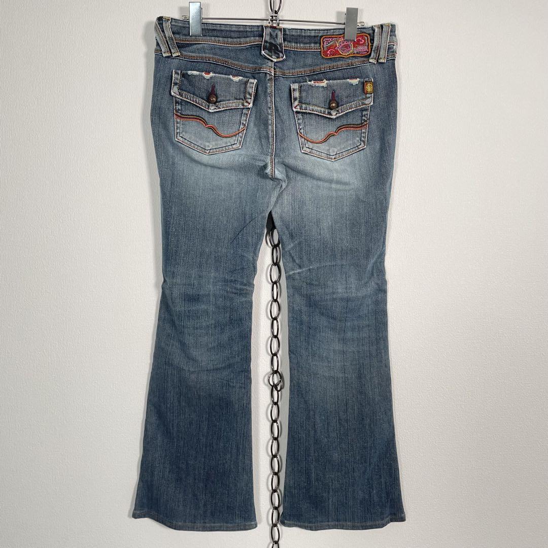 日本製 Y2K BRAPPERS ローライズフレアデニムパンツ ヴィンテージ加工