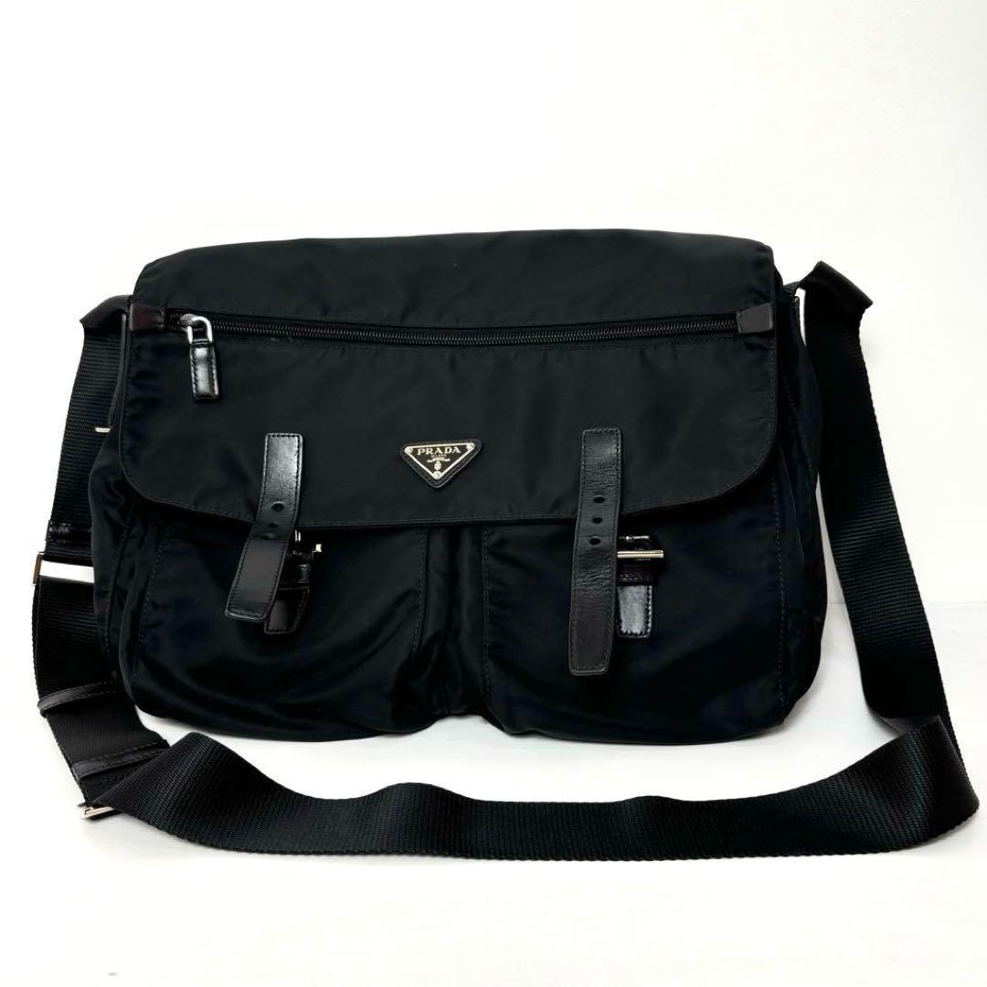 美品★PRADA プラダ ショルダーバッグ メッセンジャー ナイロン ブラック