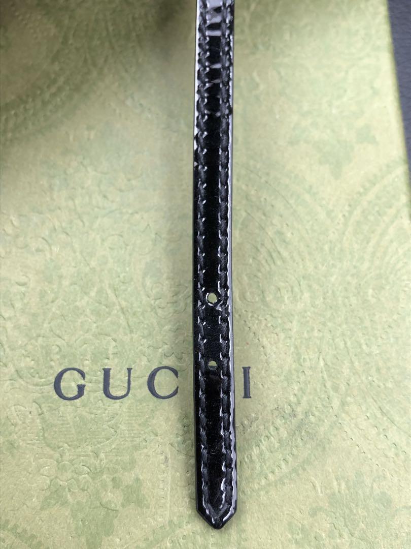 付属品完備 GUCCI Line Stone Leather Bracelet