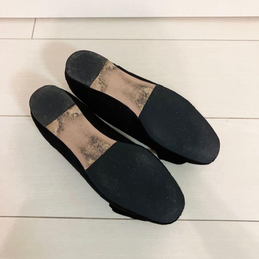 PRADA プラダ　リボン付きフラットシューズ ハラコ　36 1/2 黒