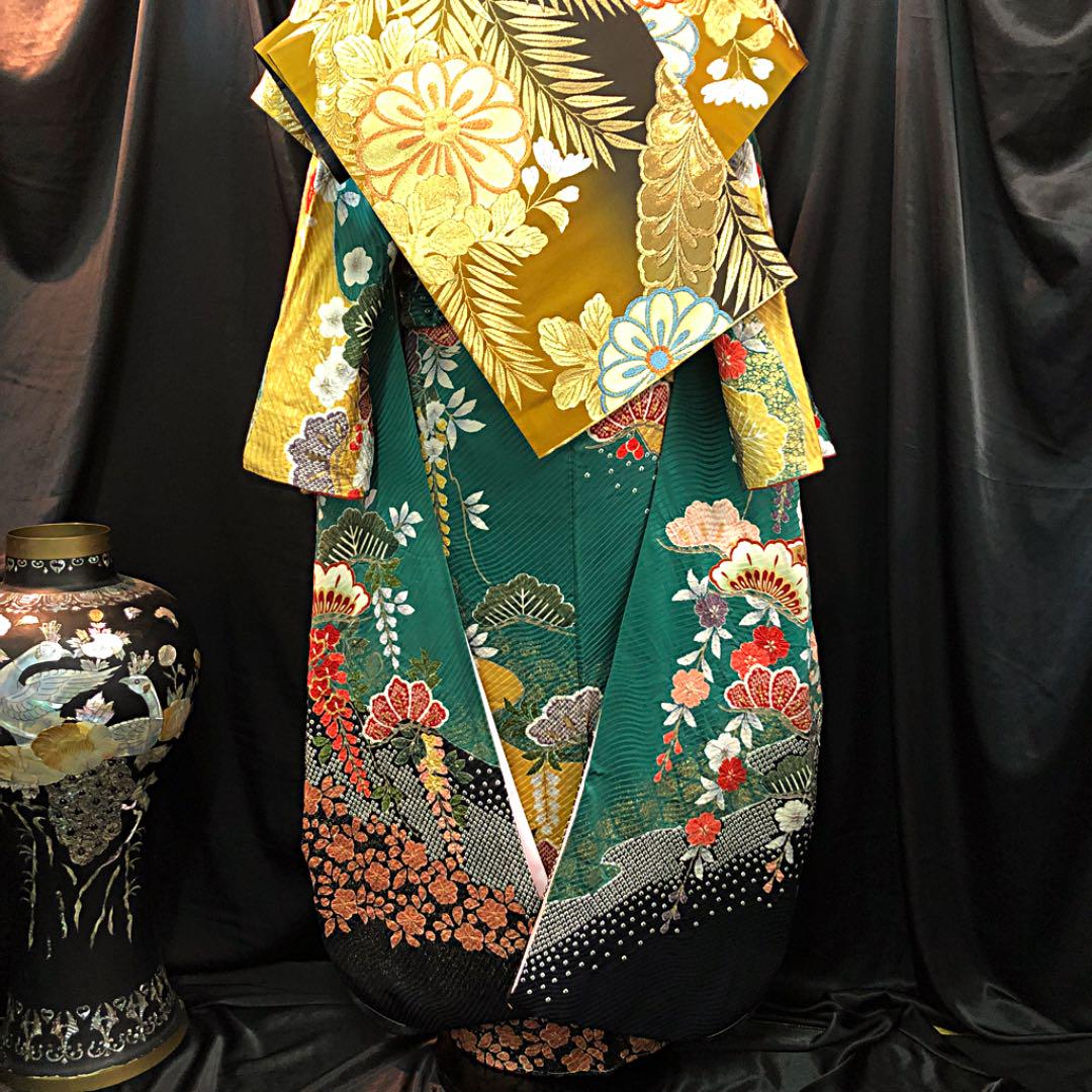 31%割引グリーン系【保障できる】 □新品□逸品作家物□絞り□本金箔 ...