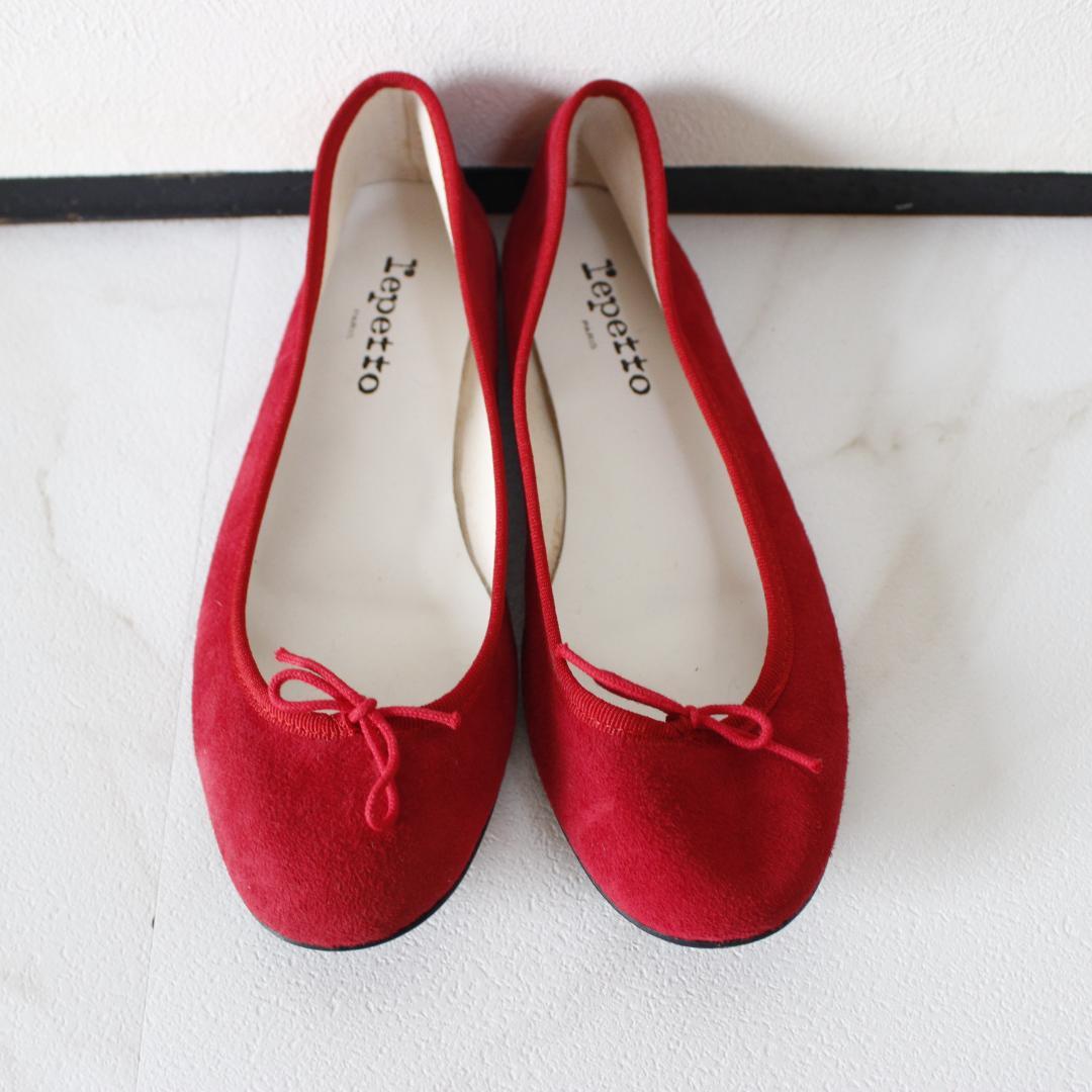 repetto サンドリオン 25cm レッド フラットシューズ スエード