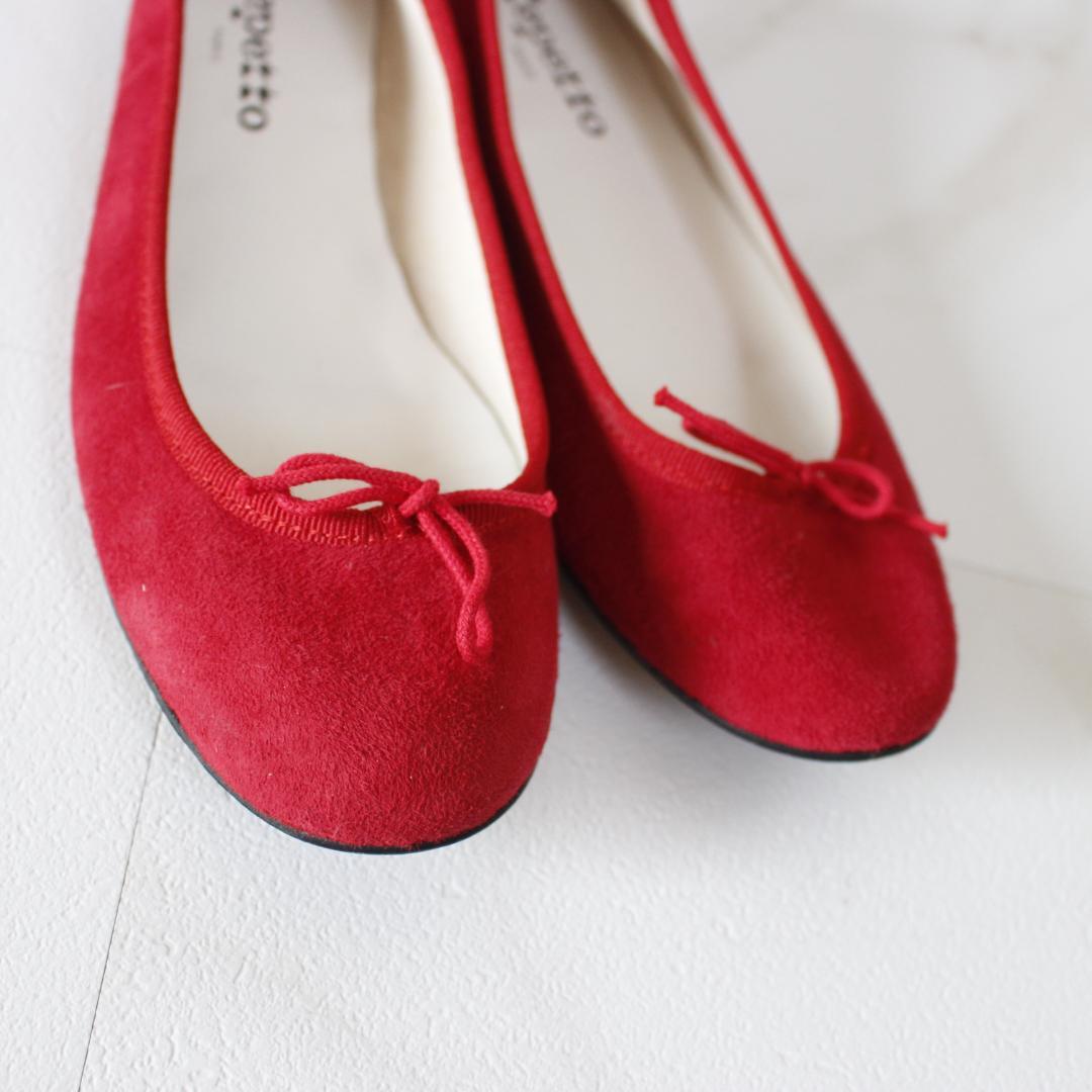 repetto サンドリオン 25cm レッド フラットシューズ スエード