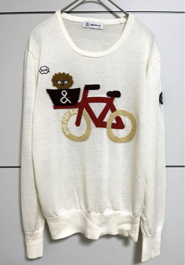 【美品】and per seアンパスィ　ゴルフニットセーター レディースM