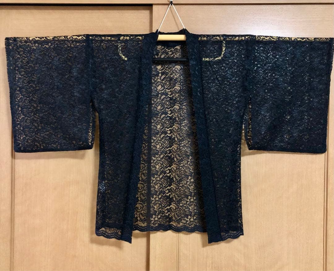 ネイビー 花柄 レース羽織