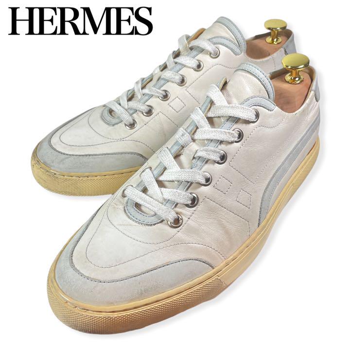 HERMES エルメス レザースニーカー ローカット H柄 ジャーマン