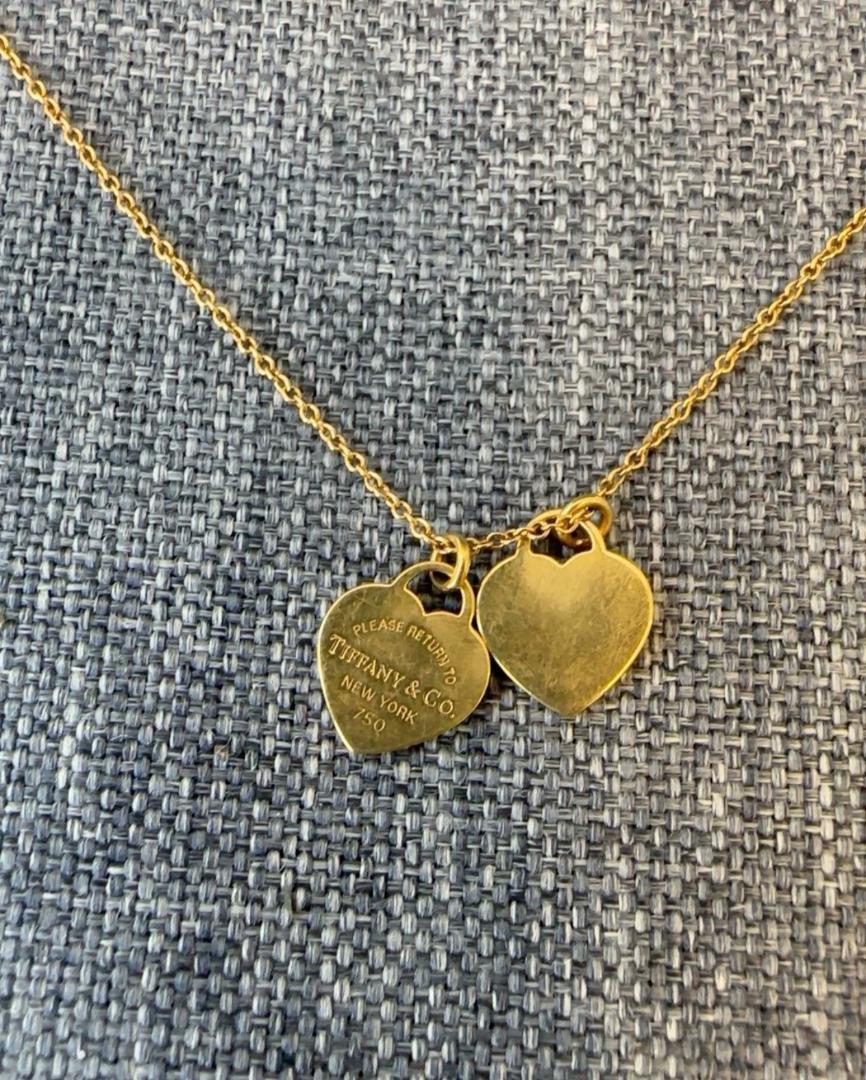 美品 Tiffany & Co. リターントゥ ダブルハート タグペンダント