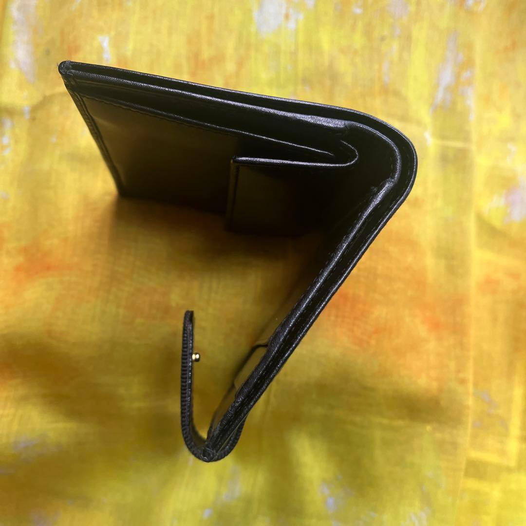 二つ折り財布 黒 レザー イタリア製 二つ折り財布 黒 レザー イタリア製