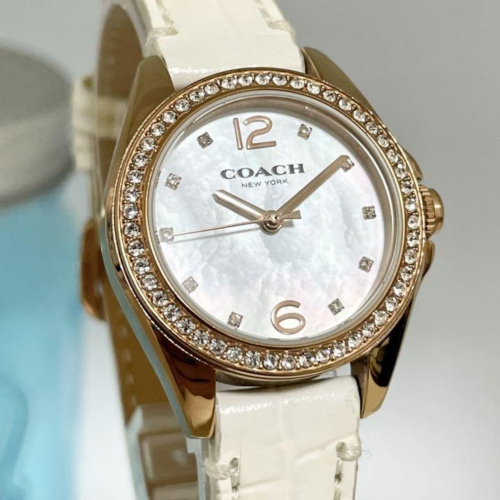 買い誠実 72 コーチ時計 レディース腕時計 ホワイトシェル ダイヤ 人気 Coach 腕時計 アナログ Labelians Fr