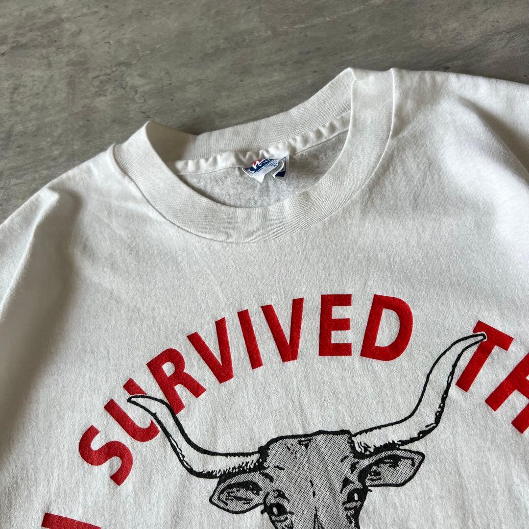 【90年代ジャマイカ製、シングルステッチ】ヘインズボディ古着企業系Tシャツ白