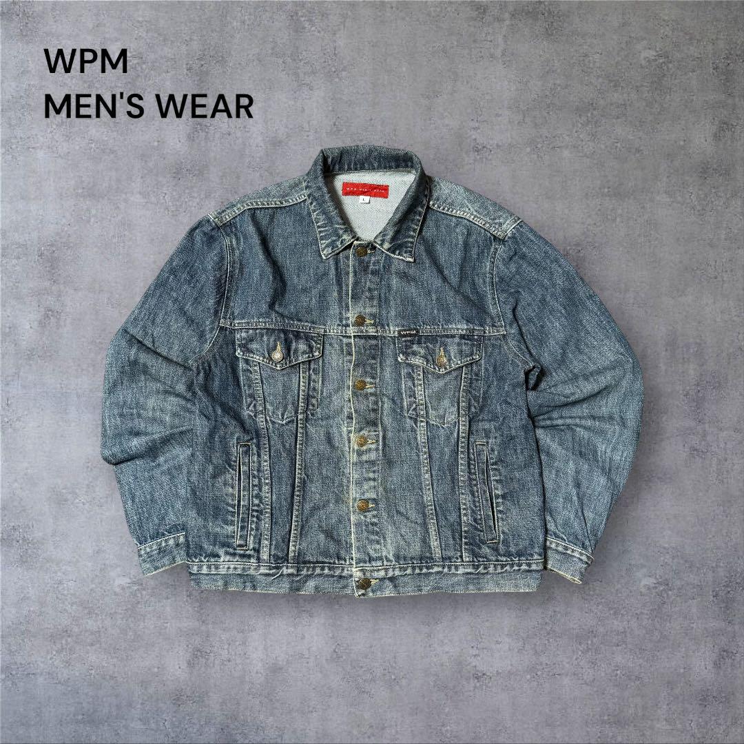 【376】WPM MEN\'S WEARデニムジャケットアタリパッカリングy2k