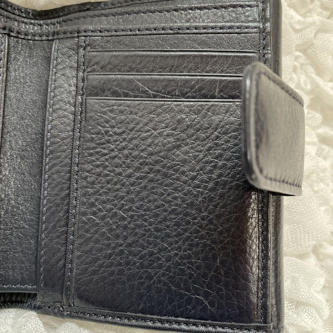 ヒロフ　二つ折り財布　メンズ　紺色