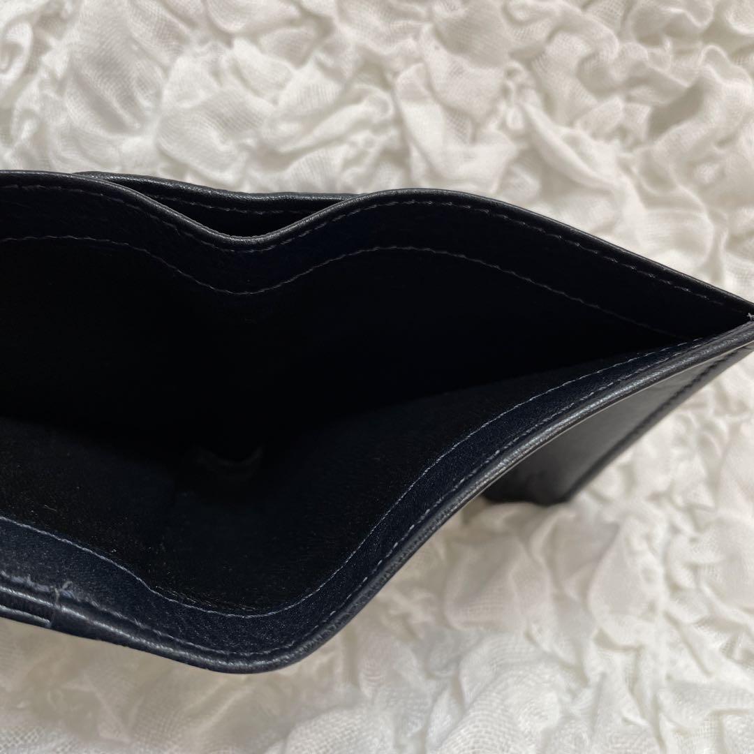 ヒロフ　二つ折り財布　メンズ　紺色