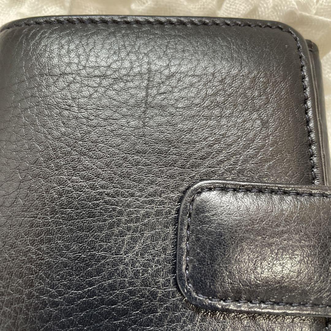 ヒロフ　二つ折り財布　メンズ　紺色