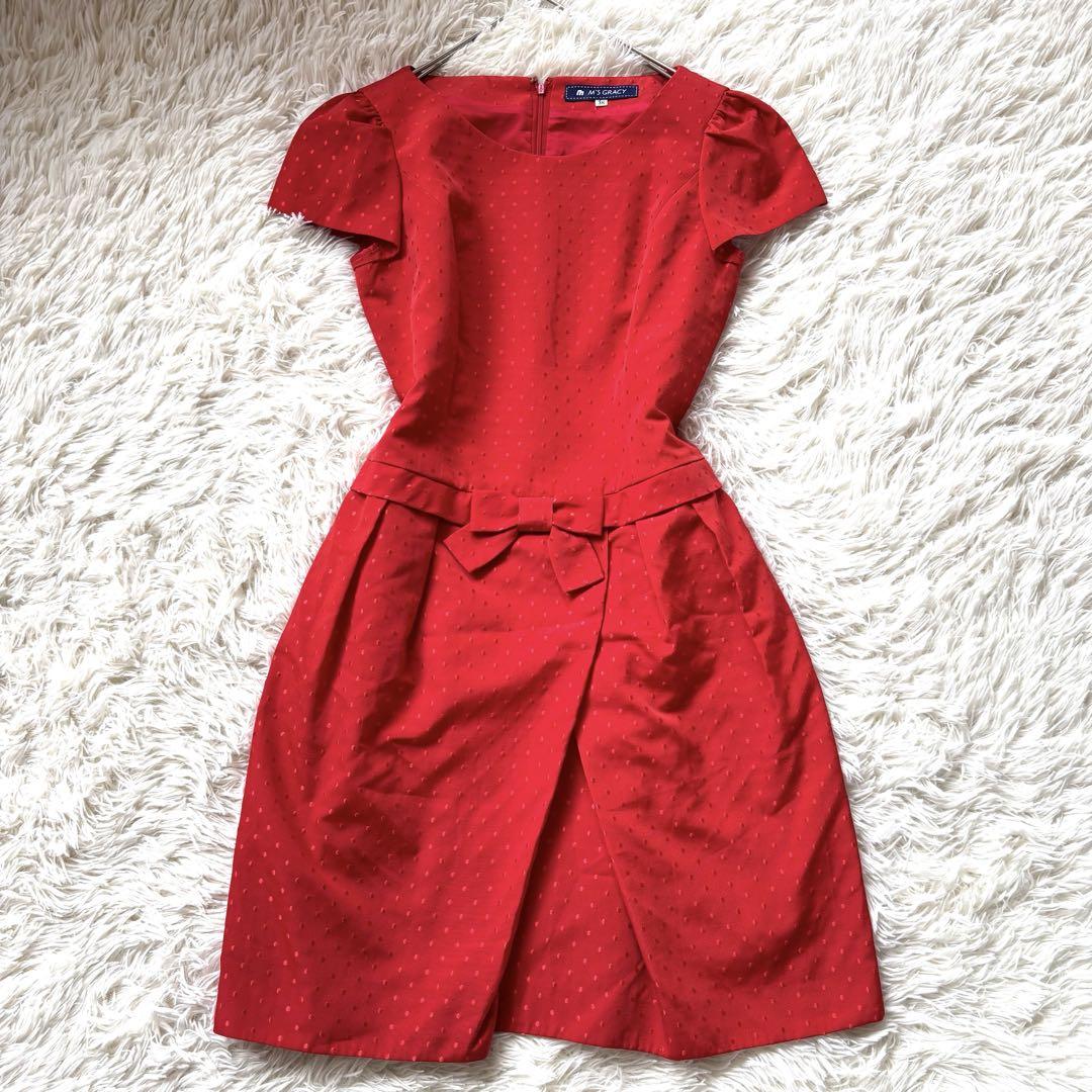 M'S GRACY エムズグレイシー　ワンピース リボン　ドット