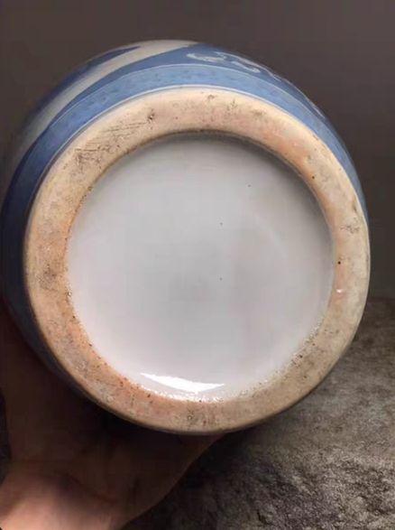 中国花瓶景徳鎮 青花磁 双獅耳大口瓶 賞瓶 工芸品 古美術品
