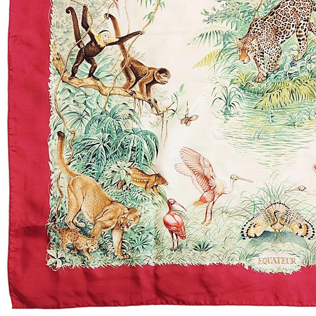 【良品】エルメス 大判スカーフ《赤道直下》カレ90 アニマル 動物 シルクツイル