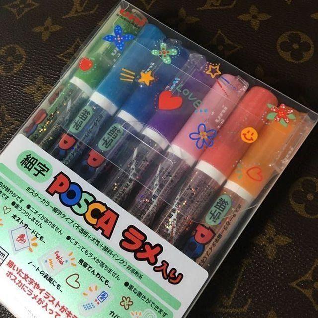 三菱鉛筆 水性ペン ポスカ ラメ入り 細字 丸芯 7色 PC3ML7C
