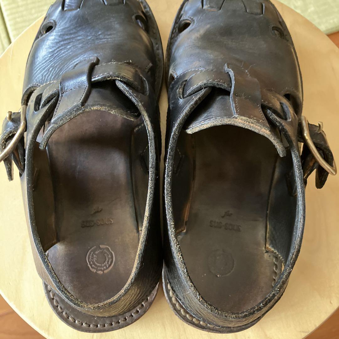 軍　sus-sous BELTED SHOES サイズ8ブラック　27.5