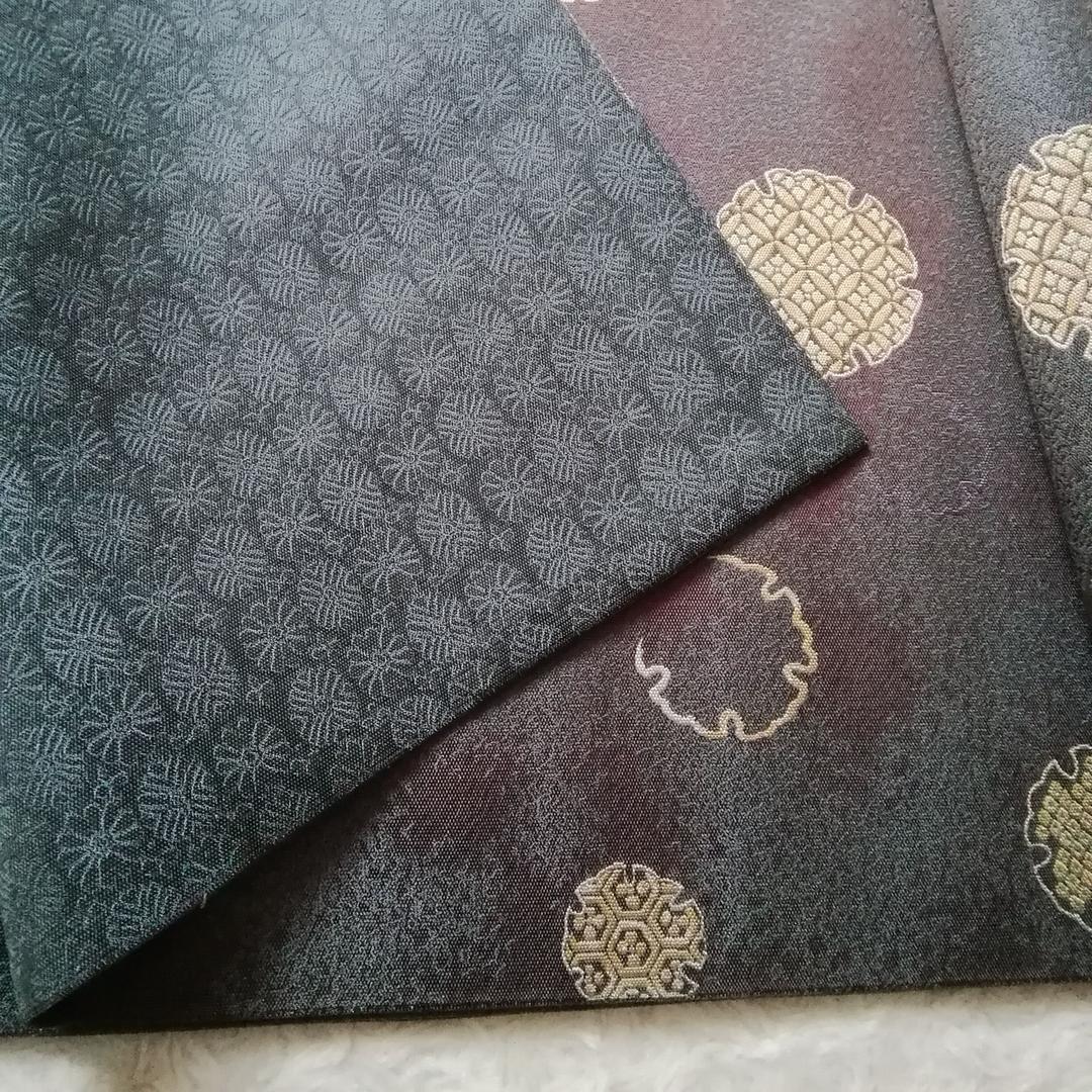 となみ帯 麹塵染 雪輪柄 正絹 六通 袋帯 となみ帯 麹塵染 雪輪柄 正絹 六通 袋帯