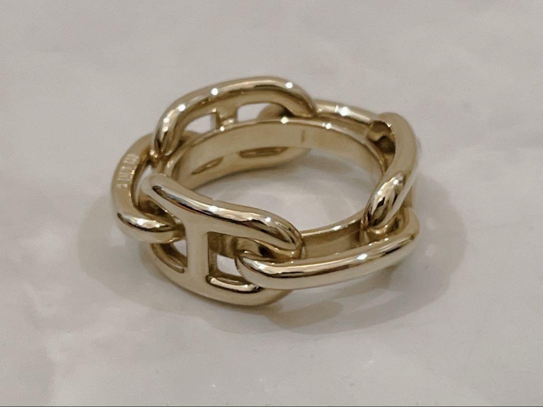 美品 HERMES エルメス スカーフリング シェーヌダンクル ゴールド