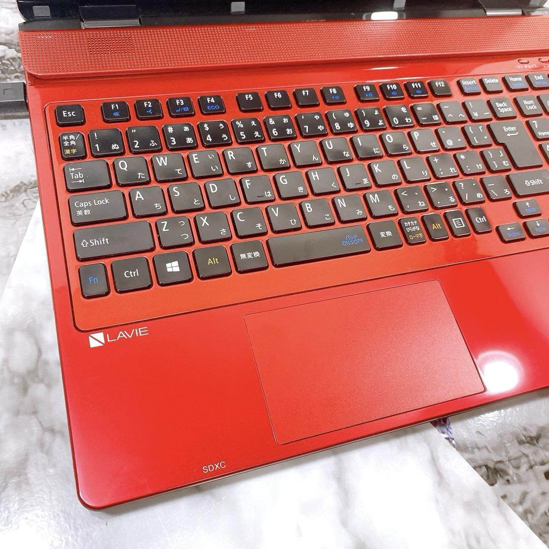 美品✨オシャレな赤❤超大容量1000GB✨すぐ使えるノートパソコン