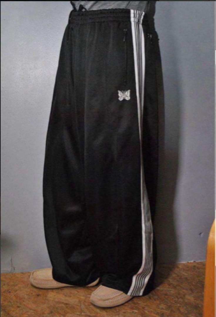 25ssNeedles ブラック 黒 M ヒザデルトラックワイドパンツ-
