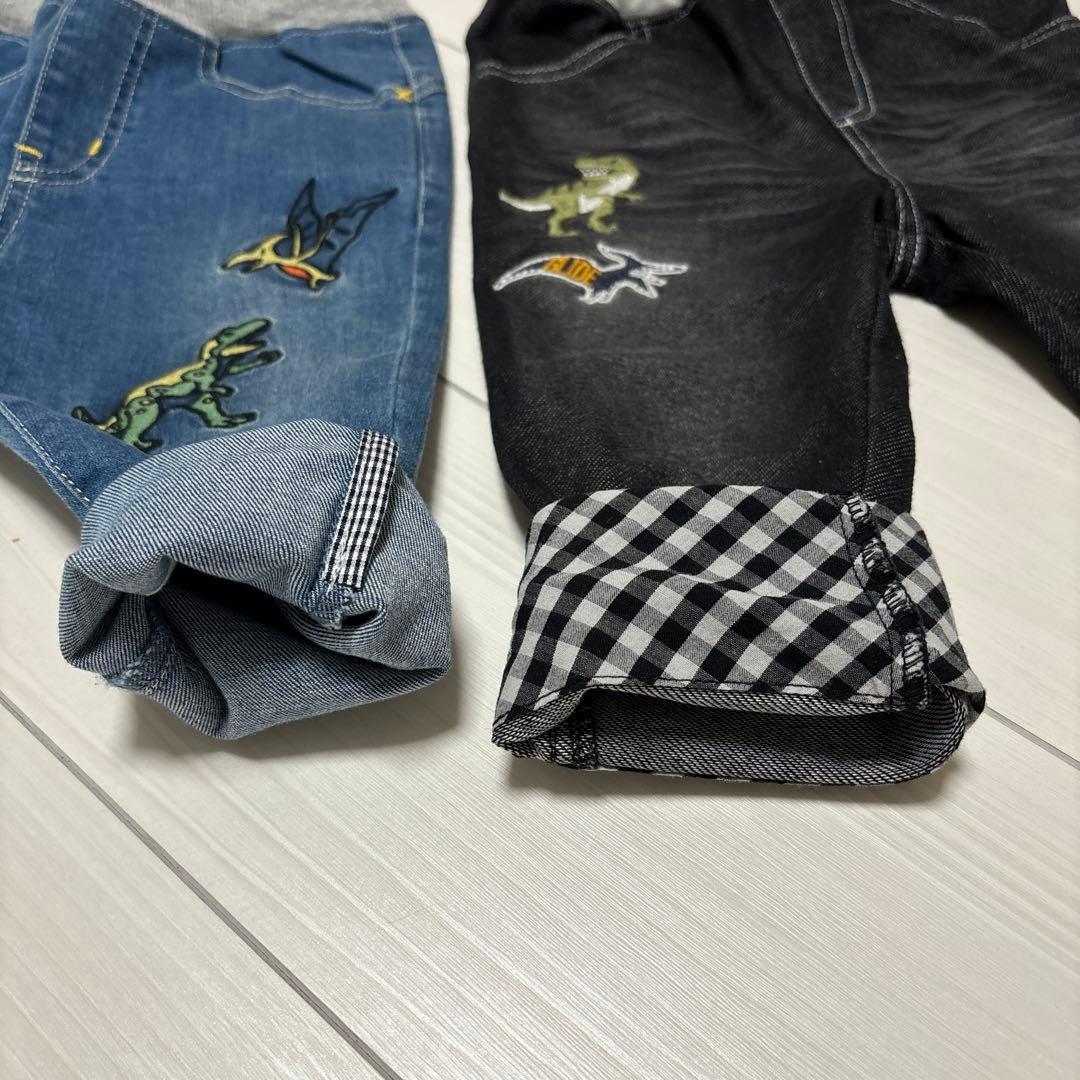 クレードスコープ90cm未使用3点セット恐竜デニムブラックデニム豪華刺繍ワッペン