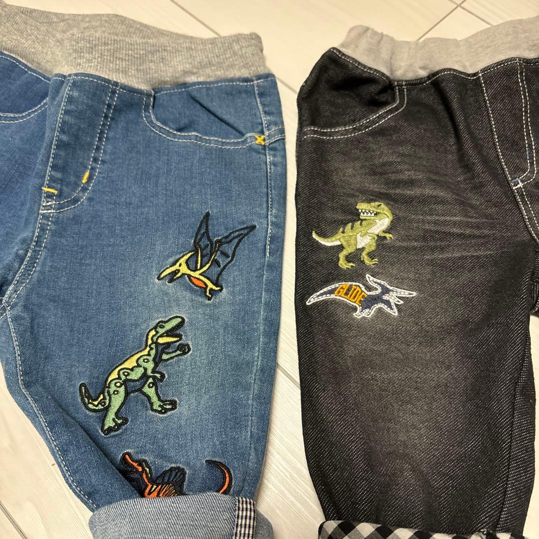 クレードスコープ90cm未使用3点セット恐竜デニムブラックデニム豪華刺繍ワッペン