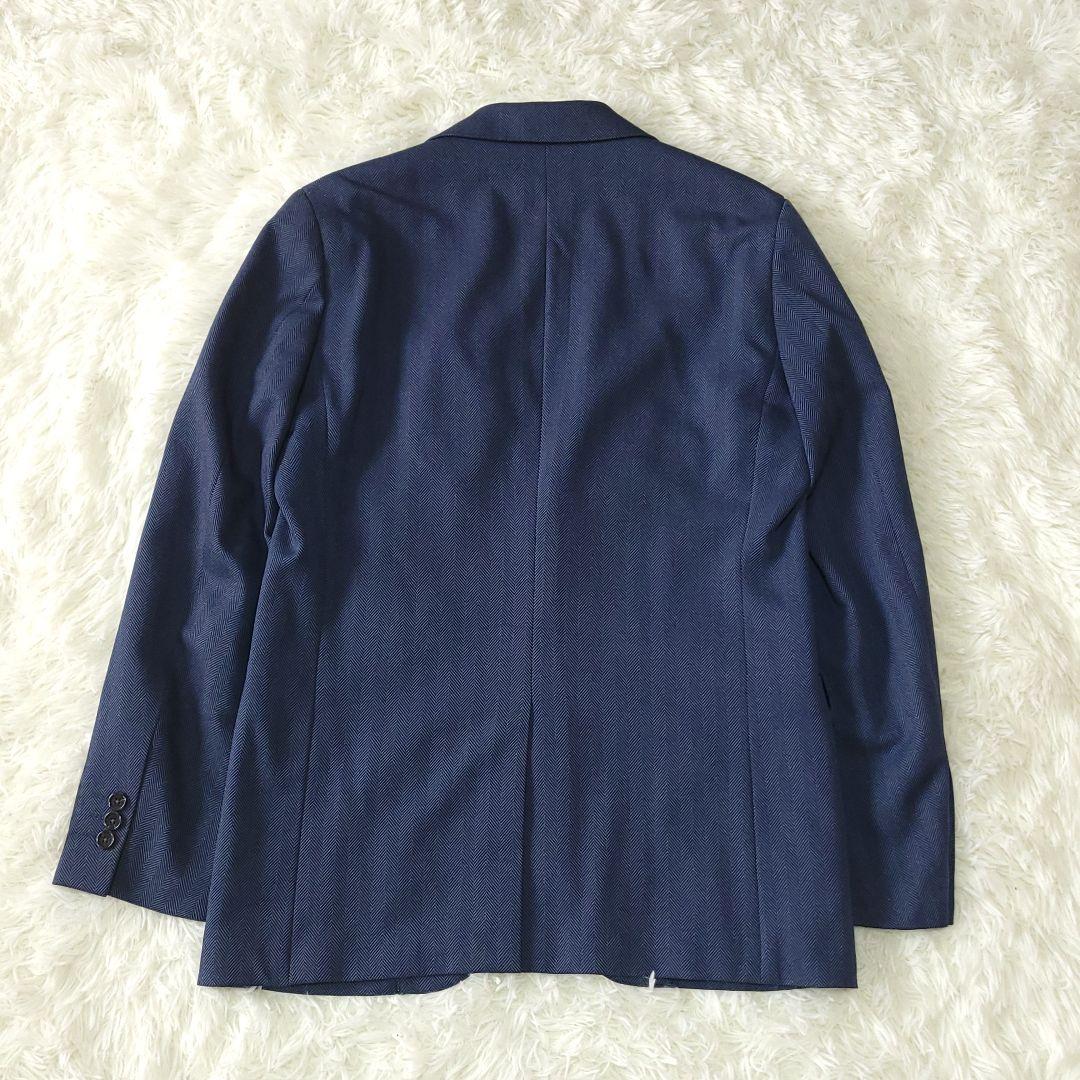 【美品】パーフェクトスーツファクトリー ヘリンボーン 　セットアップ　ネイビー