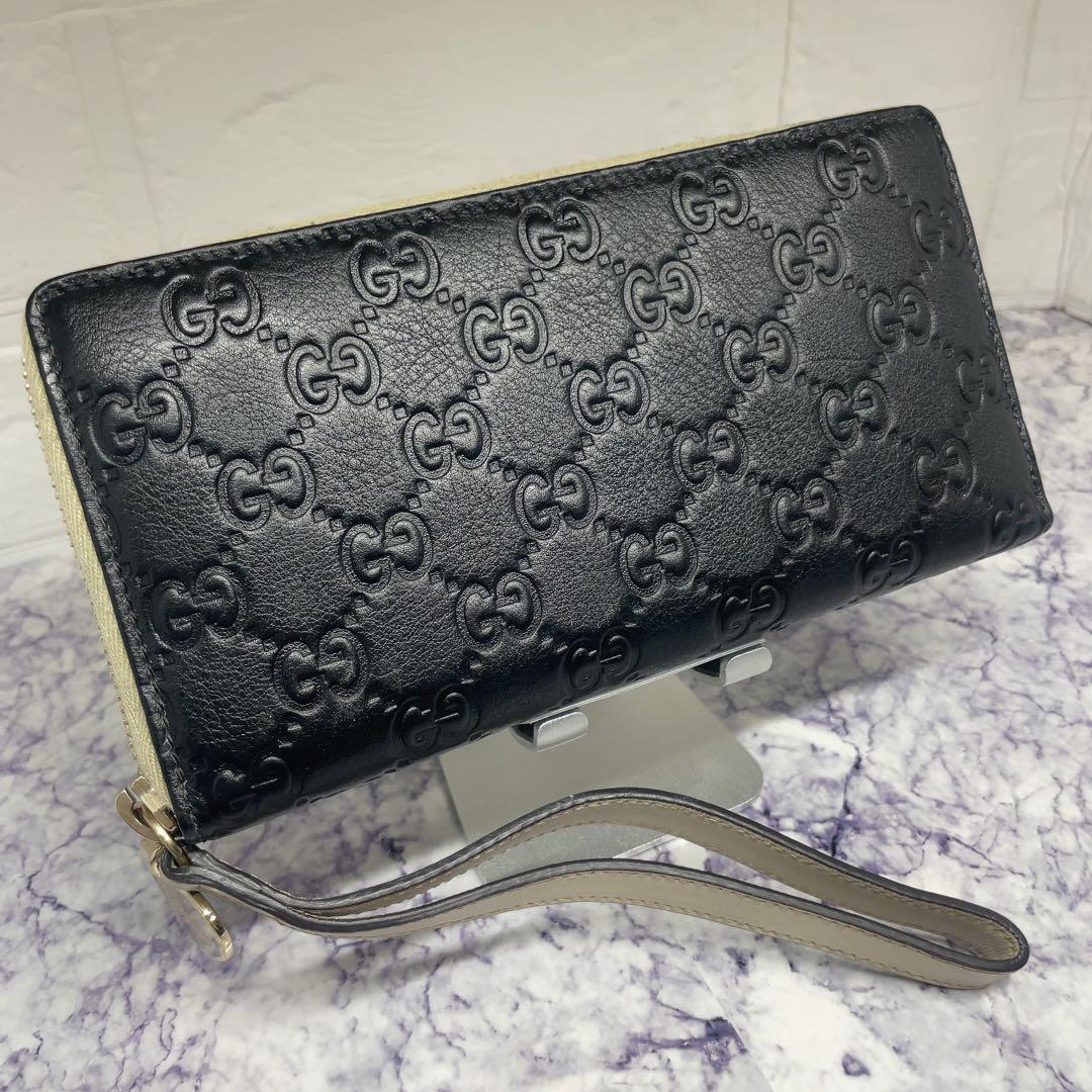 美品　GUCCI マイクログッチシマ　GG 長財布　ラウンドファスナー