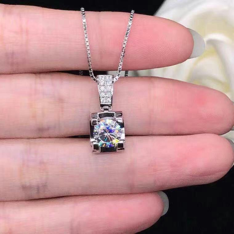 牛頭型ネックレスペンダント女1カラット鎖骨チェーン純銀メッキ18 kホワイトゴー アクセサリー