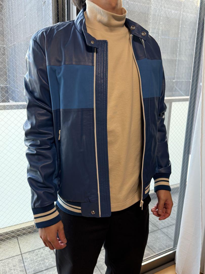 DIESEL レザー ジャケット 青