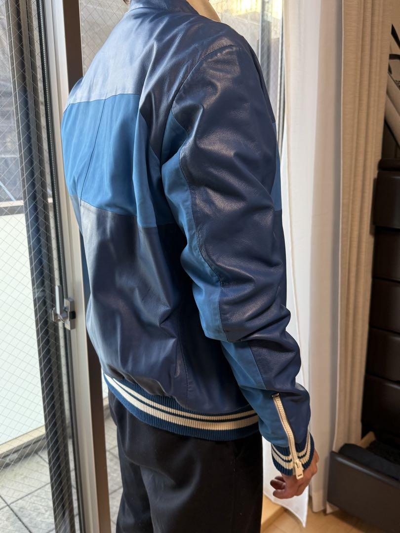 DIESEL レザー ジャケット 青