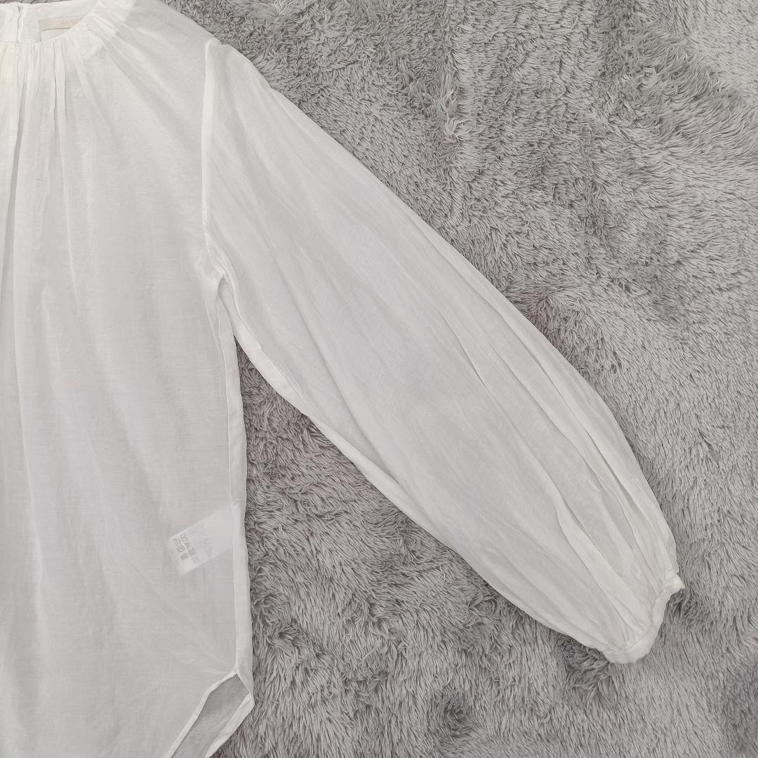 enrica エンリカ コットンシルクギャザー ボリュームスリーブ ブラウス 白 enrica エンリカ コットンシルクギャザー ボリュームスリーブ ブラウス 白