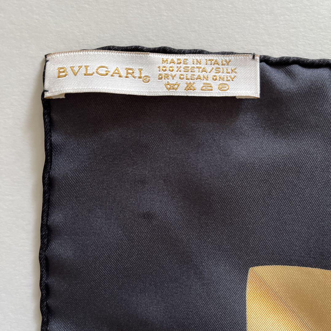 BVLGARI シルクスカーフ 大判 86×86 気球デザイン ブラック系