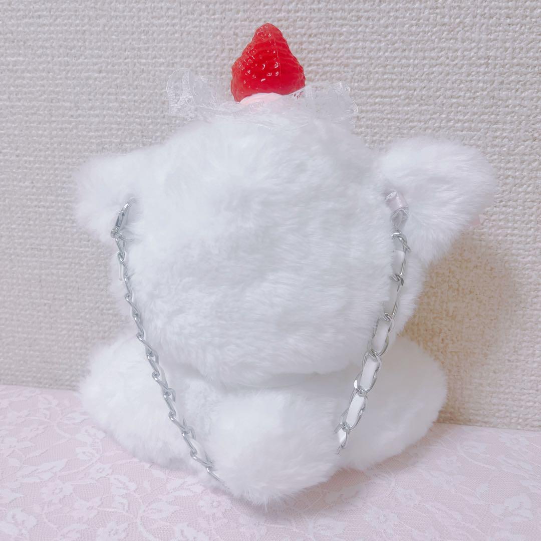 【ローズ♡いちごねこさん】 おすわりぬい服 16cm 【バッグチャーム付き】