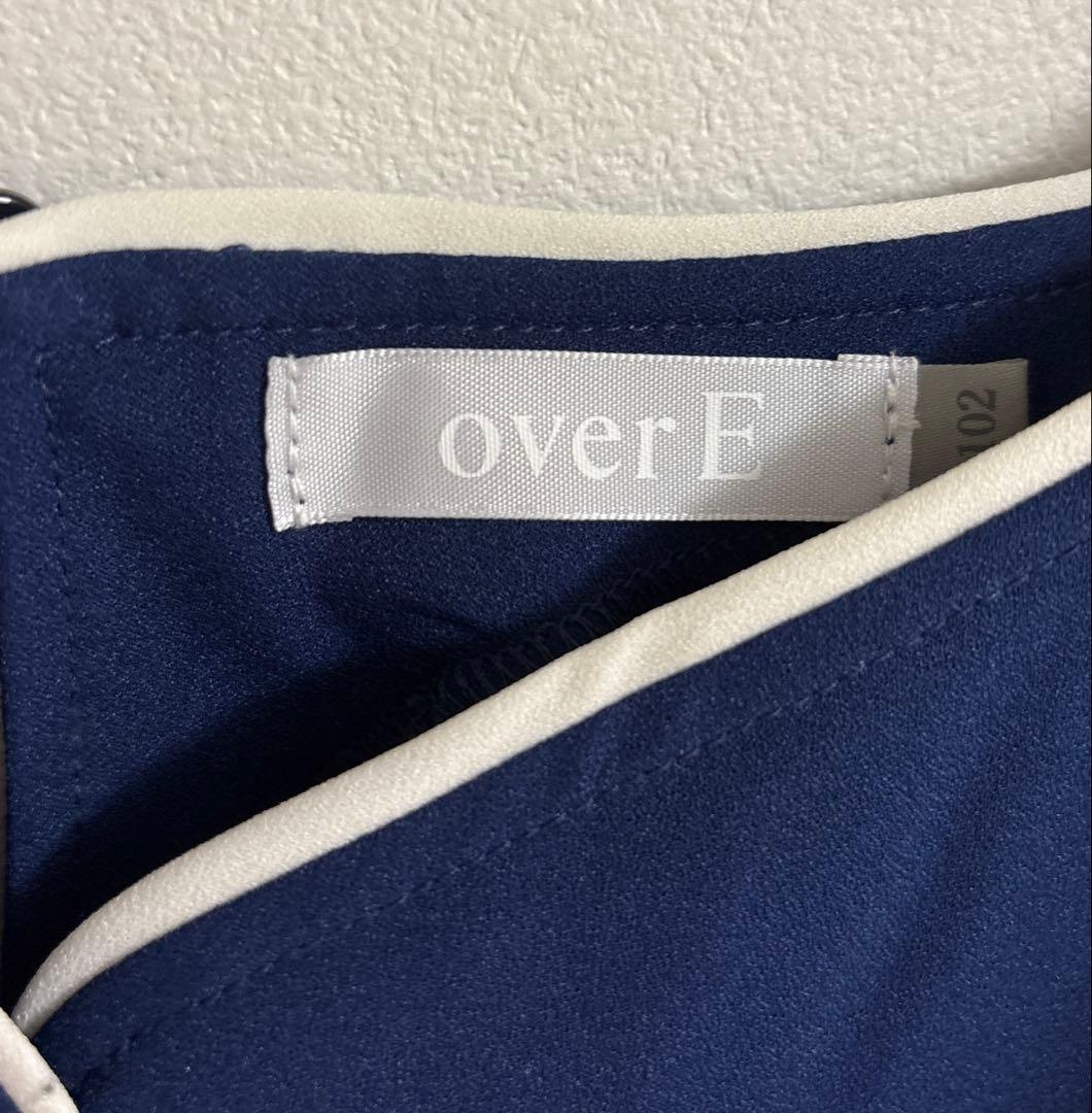 試着のみ】overE ハートネックパイピングブラウス 102 ネイビー - メルカリ