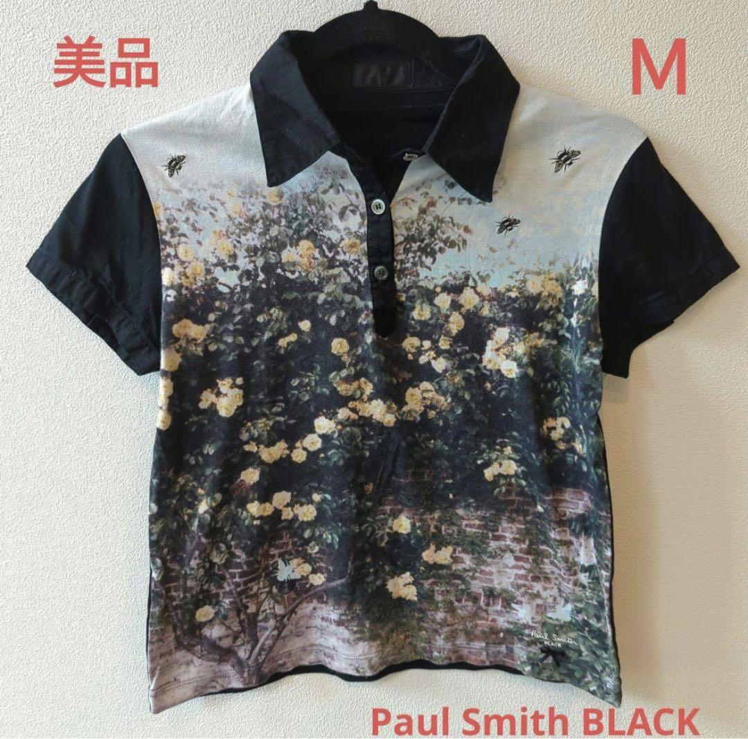 ファッション 美品】Paul Smith BLACK 花壇 蜂刺繍 ポロシャツ M レディース トップス